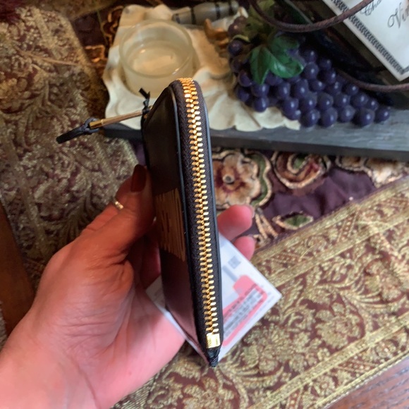 Authentic MOSCHINO Italian Leather logo zip card case wallet - Picture 10 of 13